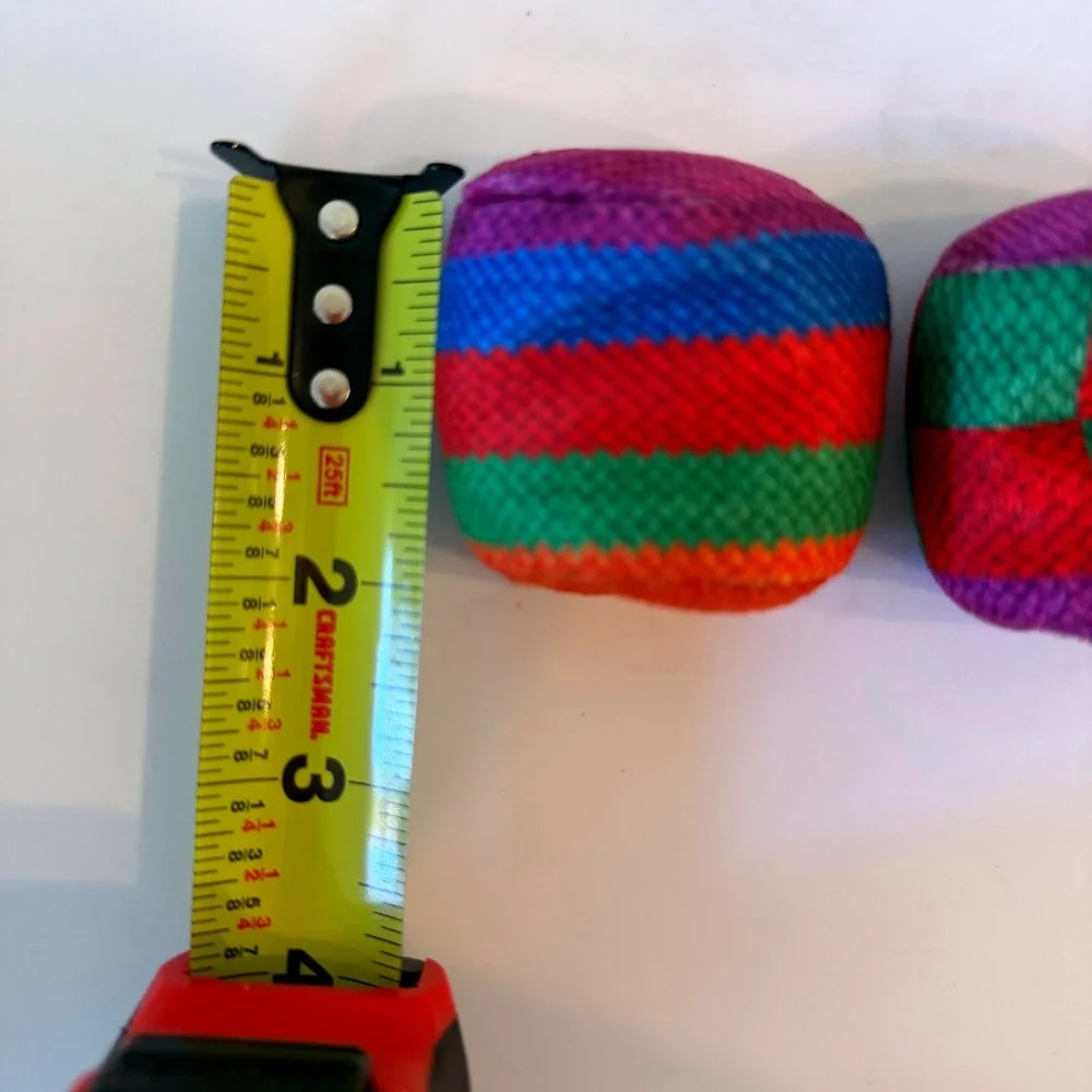 Hacky Sack Juggling Bean Bags Unisex OS Multicolor Striped Checkered 3 Piece Set